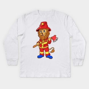 Fireman Tiger Kids Long Sleeve T-Shirt